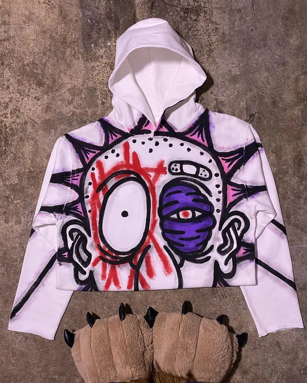 Personality American Personality Printed Hooded Long Sleeve - White