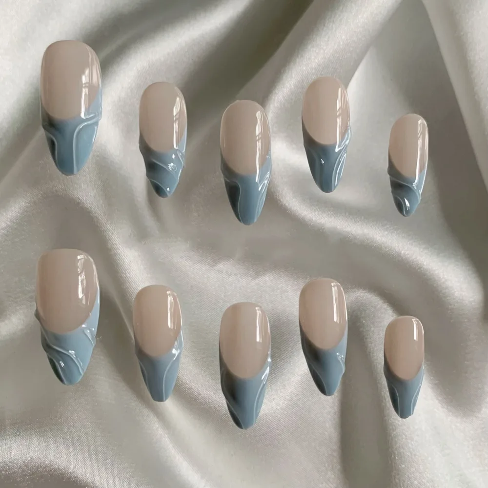 Blue Handmade Wear Nail Patch Blue - Shop at LoveMi