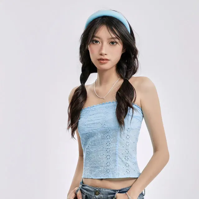 Women's Y2g Navel Strapless Vest Blue - Shop at LoveMi