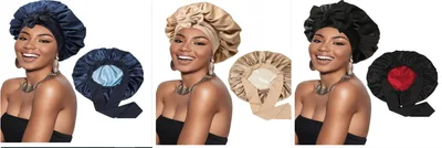 Double layer Satin Ribbon Round Cap Bow Artificial Silk Beauty Hair Care Wide brimmed Hat Set11 - Shop at LoveMi