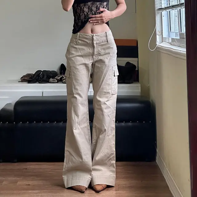 Low Waist Solid Color Loose Casual Jeans Khaki - Shop at LoveMi