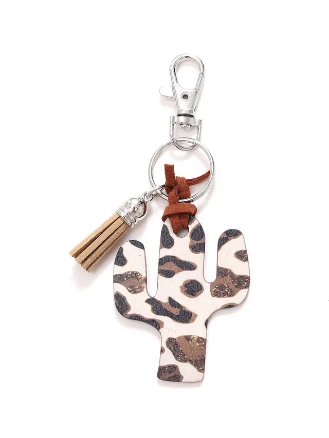 Wooden Cactus Keychain Leopard Flower 20662 Models - Shop at LoveMi