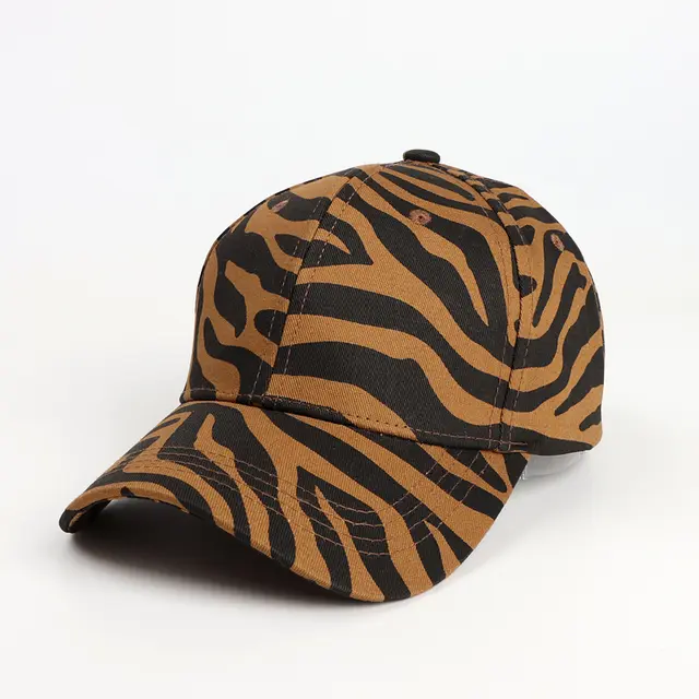 Cartoon Printed Curved Brim Baseball Cap Sun Hat Zebra Coffee - Shop at LoveMi