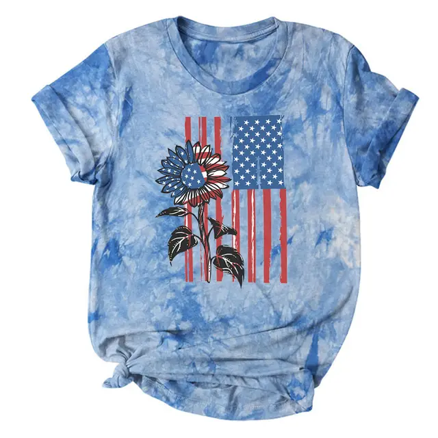 Women's Tie dyed Printed Short Sleeve Blue And White - Shop at LoveMi