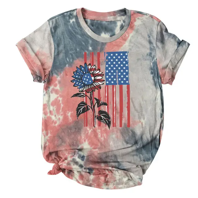 Women's Tie dyed Printed Short Sleeve Pink Blue - Shop at LoveMi