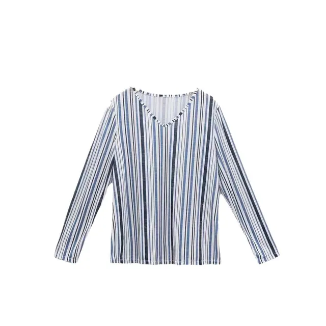 American Round Neck Long Sleeve Women's T shirt Sweet And Spicy Women's Clothing Striped Style - Shop at LoveMi