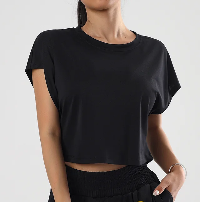 Summer Thin Minimalism Top Women's Quick drying T shirt Black - Shop at LoveMi