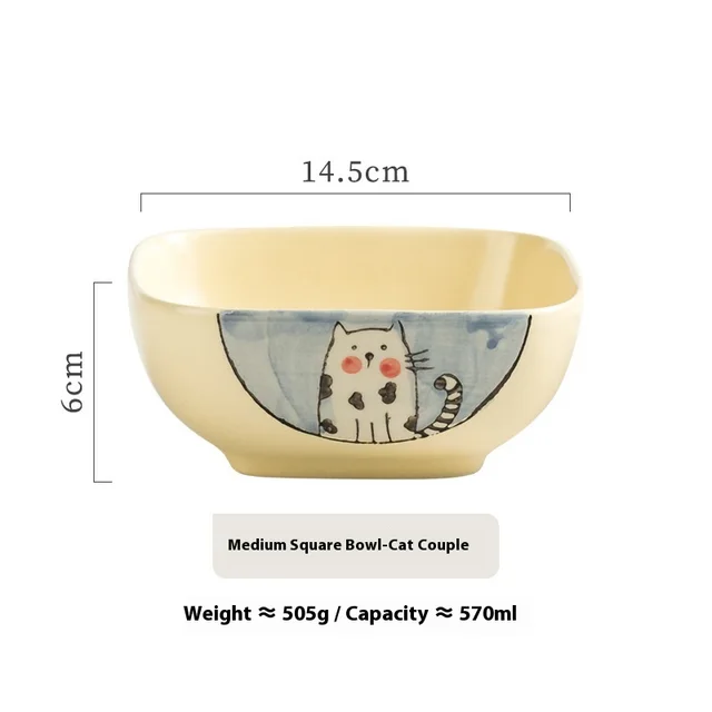 Restaurant Ceramic Tableware Retro Salad Bowl Medium Cat Lovers - Shop at LoveMi