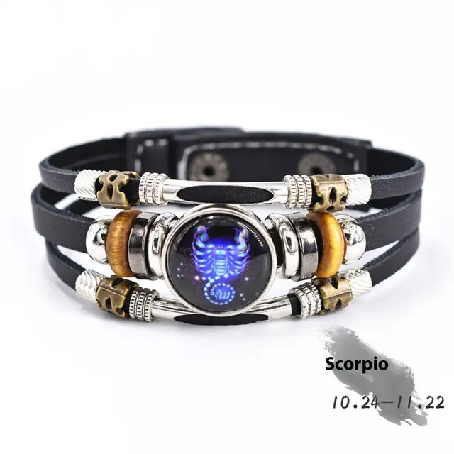 Personalized Three layer Woven Beads Leather Bracelet Scorpio - Shop at LoveMi