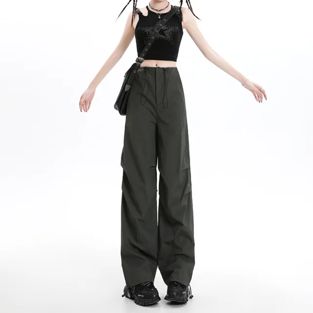 American Quick drying Overalls Mopping Floor Wide Leg Army Green Lengthened - Shop at LoveMi