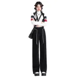 Cuprammonuium Ice Silk Straight-leg Pants Thin High Waist Casual - Black Trousers