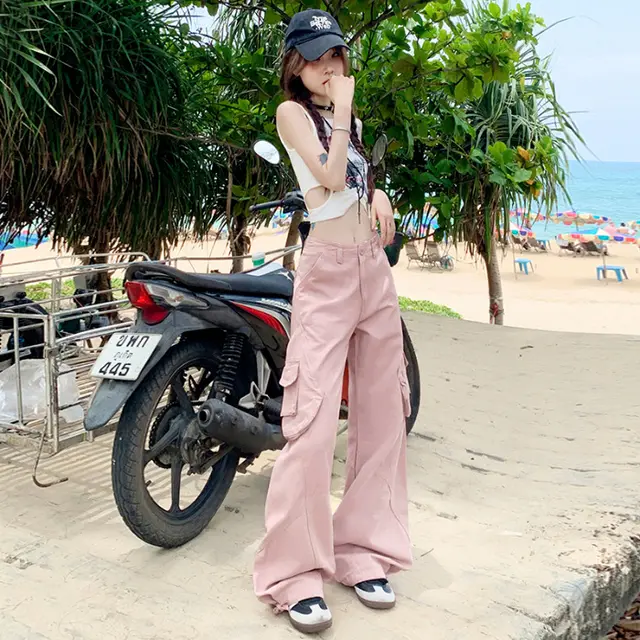 Millennium Drawstring Design Adjustable Overalls Light Pink Lengthened - Shop at LoveMi