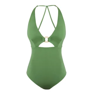 Series Vacation Hot Spring Bathing Suit Sexy Hollow-out Backless Sexy Swimsuit - Olive Green