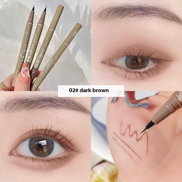 Sweet Mint Slim Eyeliner Waterproof And Sweatproof Long Lasting Non Smudge 02 Dark Brown - Shop at LoveMi