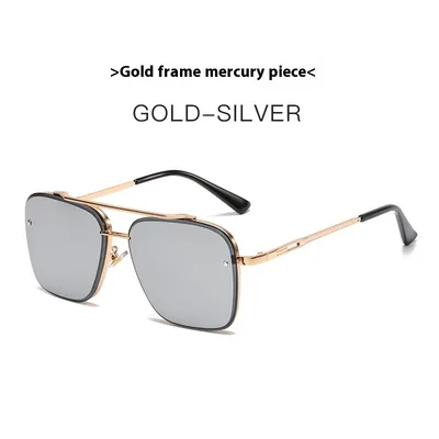 Fashionable Simple Double Beam Trimming Sunglasses Gold Frame White Mercury - Shop at LoveMi