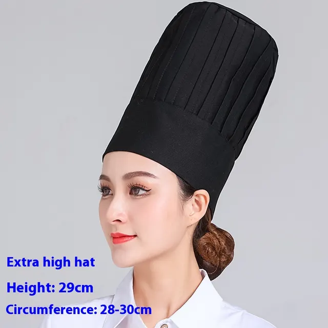 Cotton Hat Restaurant Canteen Chef Work Hat Black Extra High Chef Cap - Shop at LoveMi