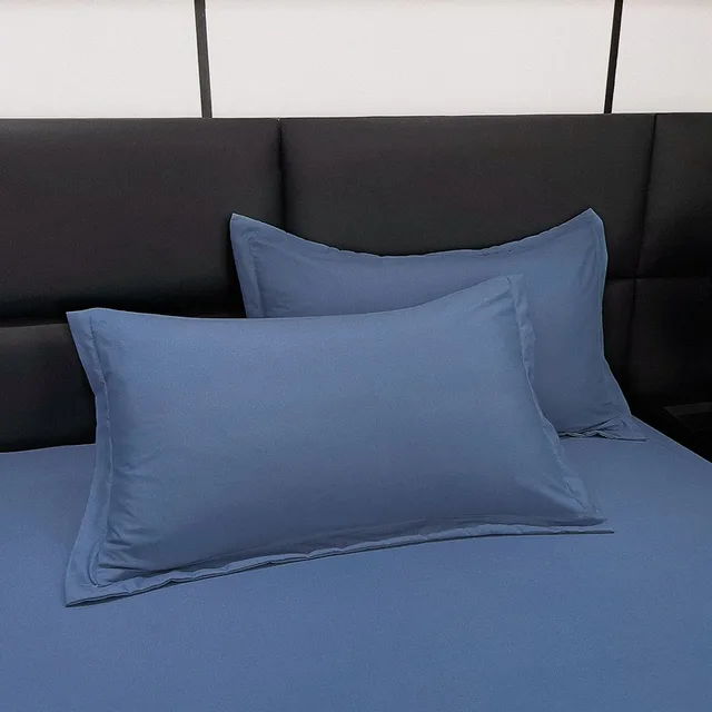 Modern Minimalist Washed Cotton Solid Color Pillowcase Pillow Insert Pairs Dark Blue - Shop at LoveMi