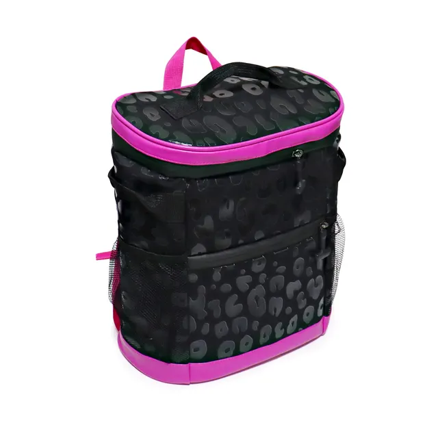 Nylon Insulated Double Shoulder Leopard Print Cow Print Large Capacity Double Shoulder Ice Pack Black Panther Pink - Shop at LoveMi