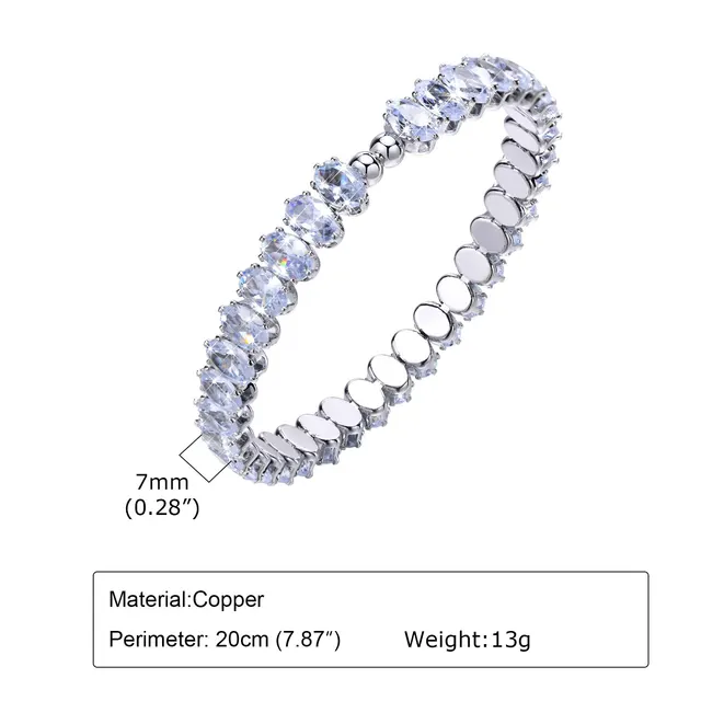 Fashion Women's Colorful Oval Zircon Bracelet Pbr039Sw - Shop at LoveMi