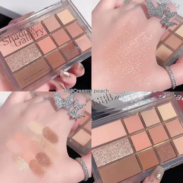 Earth Color Shimmer Matte Eye Shadow Plate Creamy Peach - Shop at LoveMi