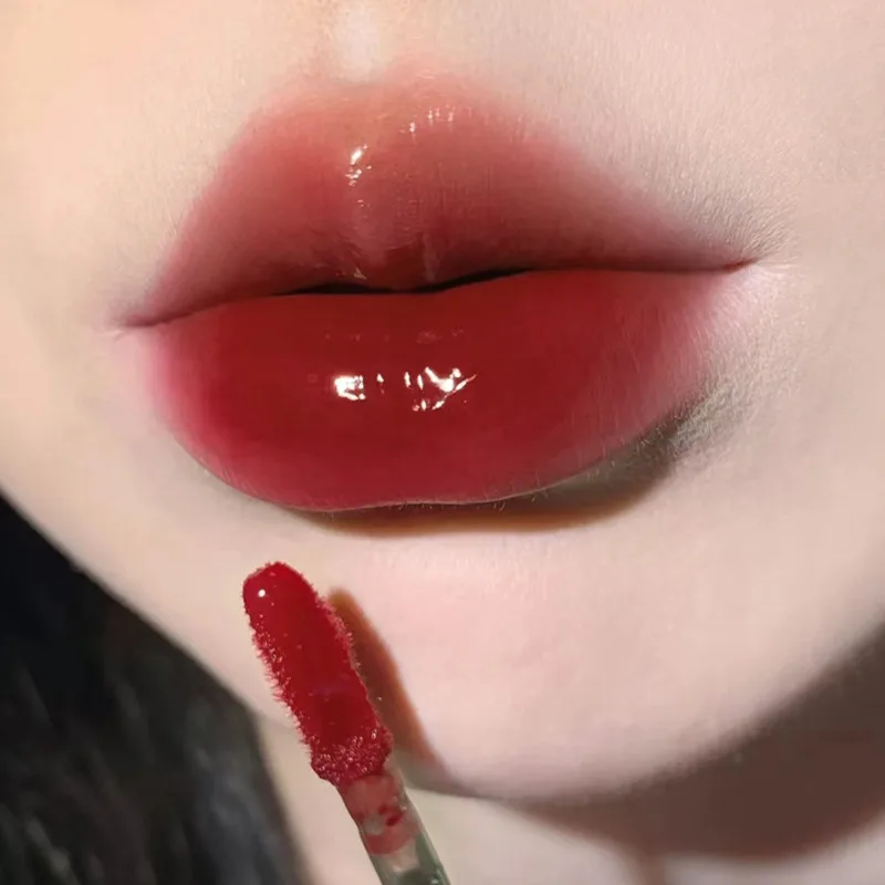 HERORANGE Light Dew Concentrated Mirror Lip Lacquer No Stain On Cup Thai Style - 02 Jujube Paste Red Brown