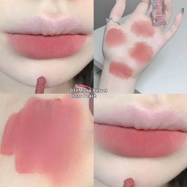 Air Velvet Lip Lacquer Matte Lipstick No Stain On Cup Color Rendering 01 Micro Velvet Clear Peach - Shop at LoveMi