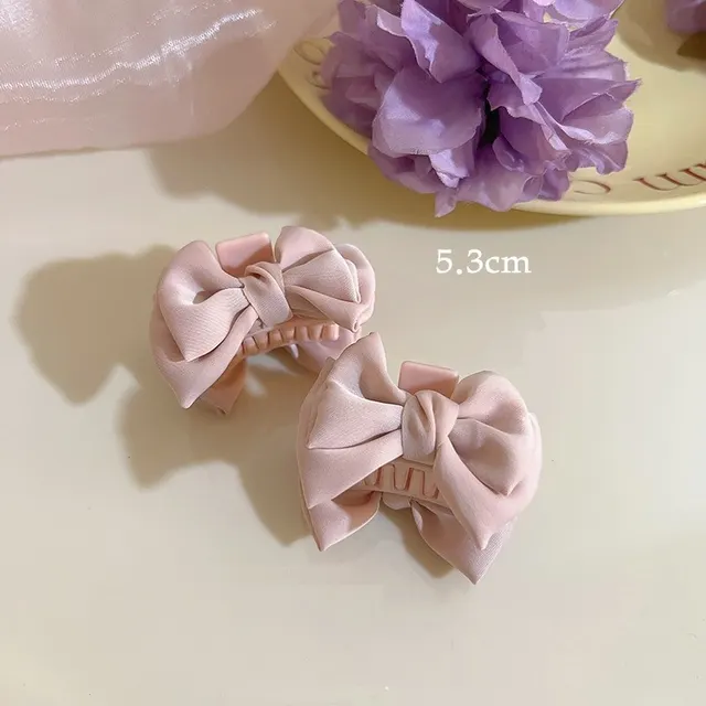 Sweet Satin Bow Hair Accessories Grip Small Size Pink Single - Shop at LoveMi