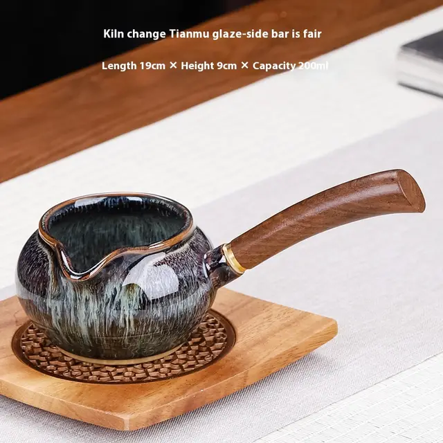 Minimalist Household Kiln Transformation Wooden Handle Tea Pot Set Wooden Handle Gray - Shop at LoveMi