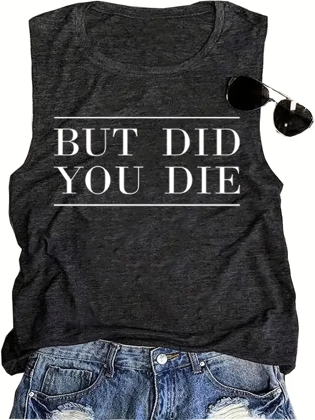 Fashion Letter Printing Popular Round Neck Vest Dark Gray - Shop at LoveMi