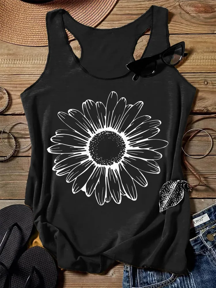 202 Casual Round Neck Narrow Edge Top Loose Sports Pattern Digital Printing Vest Women's Clothing G45Z872 3Xl - Shop at LoveMi