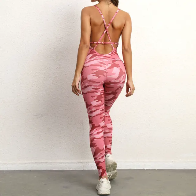 Fashion Sports Jumpsuit Dance Pants Women Pink Camouflage - Shop at LoveMi
