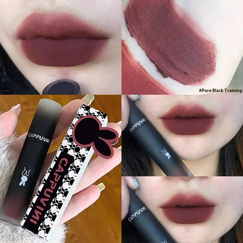 Matte Finish Velvet White Lip Gloss 01 Pure Black Style - Shop at LoveMi