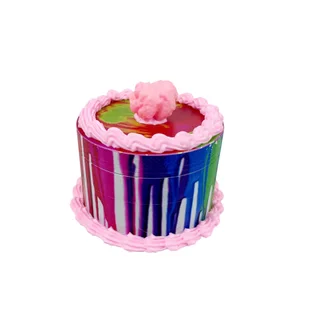 Zinc Alloy Birthday Cake Shape Smoke Eliminator Creative Household Tobacco Spice Grinder - Peach
