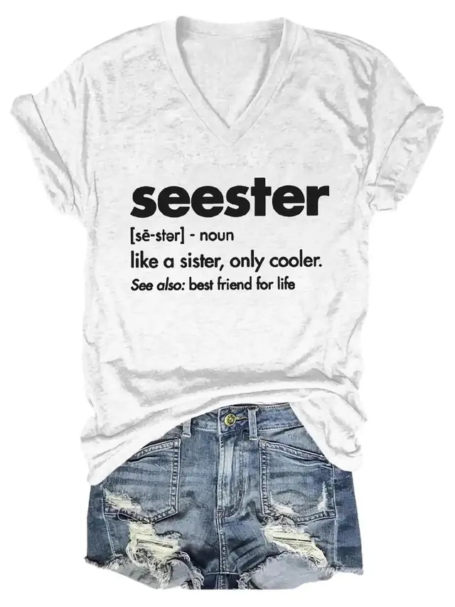 Seester Like A Sister V Neck Shirt White - Shop at LoveMi