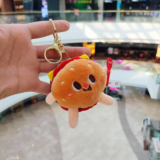 Cartoon Plush Hamburger Fries Hot Dog Chicken Leg Keychain Doll Pendant Keychain Burger - Shop at LoveMi