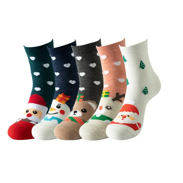 Women's Cotton Mid calf Length Socks Black Christmas Style - Shop at LoveMi