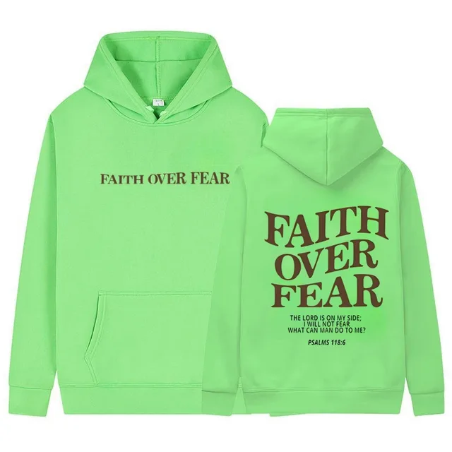 New Hoodie Faith Fear Men's And Women's Printed Sweatshirt Fluorescent Green - Shop at LoveMi