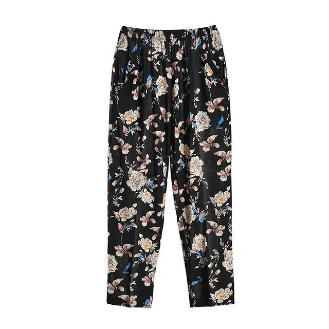 Mom's Summer Thin Cropped Pants Peony Blue Flower - Shop at LoveMi