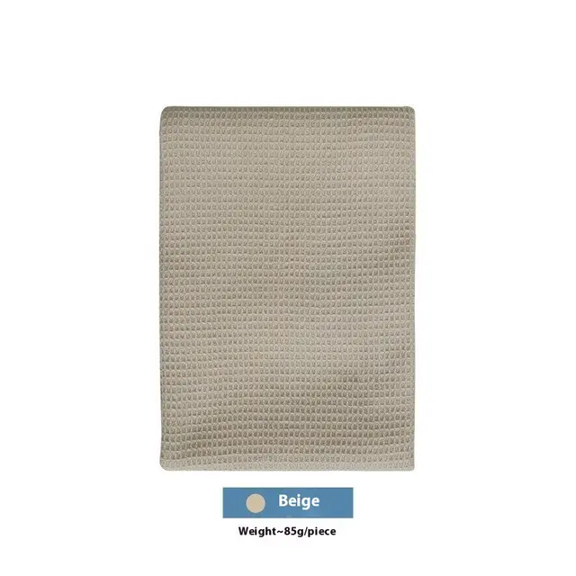 Nordic Style Cotton Rectangular Plain Waffle Tea Towel Kitchen Beige - Shop at LoveMi