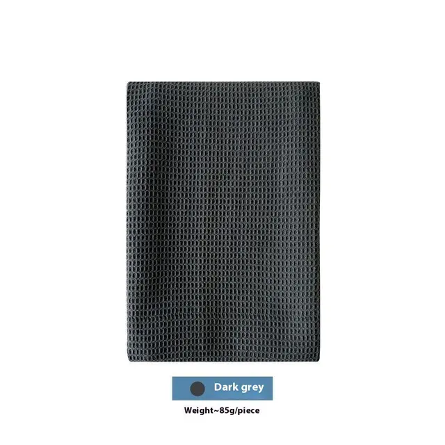 Nordic Style Cotton Rectangular Plain Waffle Tea Towel Kitchen Dark Gray - Shop at LoveMi