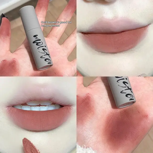 Matte Finish Velvet Non fading White Smoked Lip Lacquer 02 Milk Tea Brown - Shop at LoveMi
