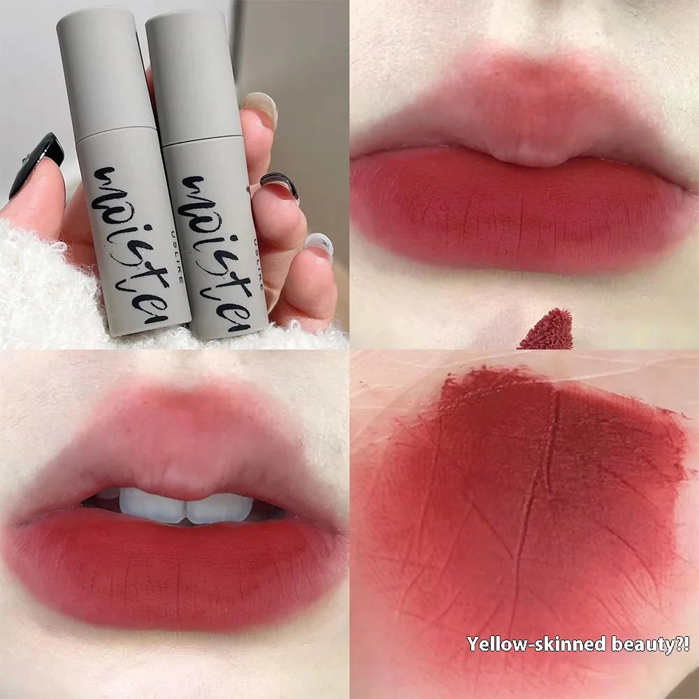 Matte Finish Velvet Non-fading White Smoked Lip Lacquer - 06 Red Pear Cake