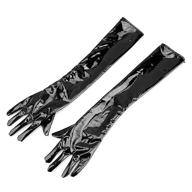 Sexy Gloves Black Leather Bar Performance Pole Dance Auxiliary Tools Dark High Elasticity Sleeve Cover Black - Shop at LoveMi