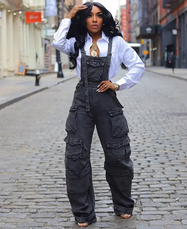 Women's Fashion Loose Denim Jumpsuit Black - Shop at LoveMi