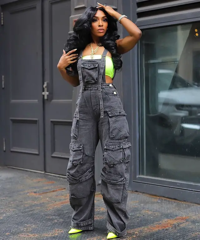 Women's Fashion Loose Denim Jumpsuit Gray - Shop at LoveMi