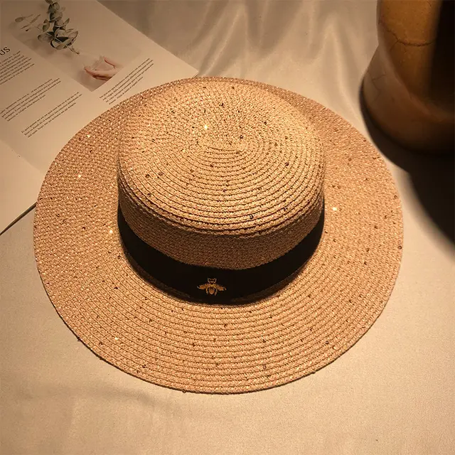 European And American Retro Gold Woven Straw Hat Pink - Shop at LoveMi