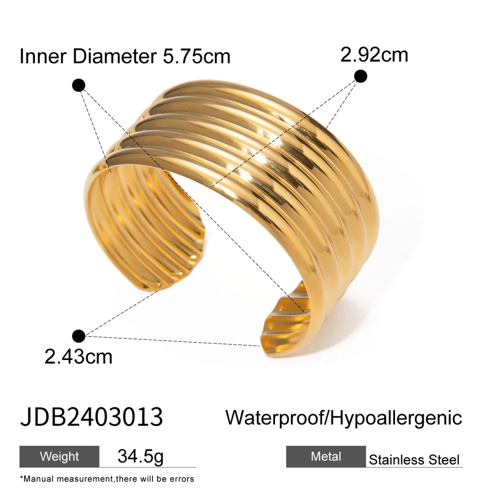 Retro Style 18K Gold Stainless Steel Multi-layer Tube Glossy Bracelet - Jdb2403013