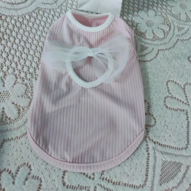 Spring And Summer Dog Japanese And Korean Style Thin Vest Bow Cute Style Vest Small Dog Cat Pet Dog Clothes Weitz Pink - Shop at LoveMi