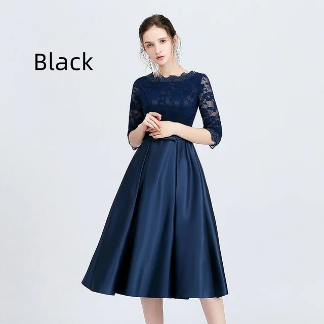 Versatile Casual Mid Length Evening Dress For Women Black - Shop at LoveMi