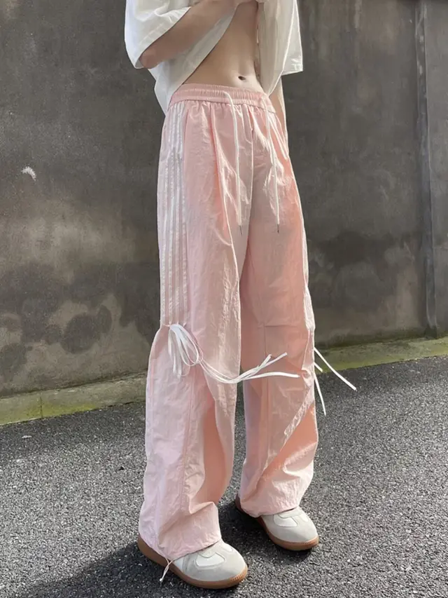 Quick drying Three bar Pants Niche Straight Loose Casual Sports Pants Pink - Shop at LoveMi
